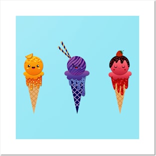 Ice Cream Fruit Flavors Posters and Art